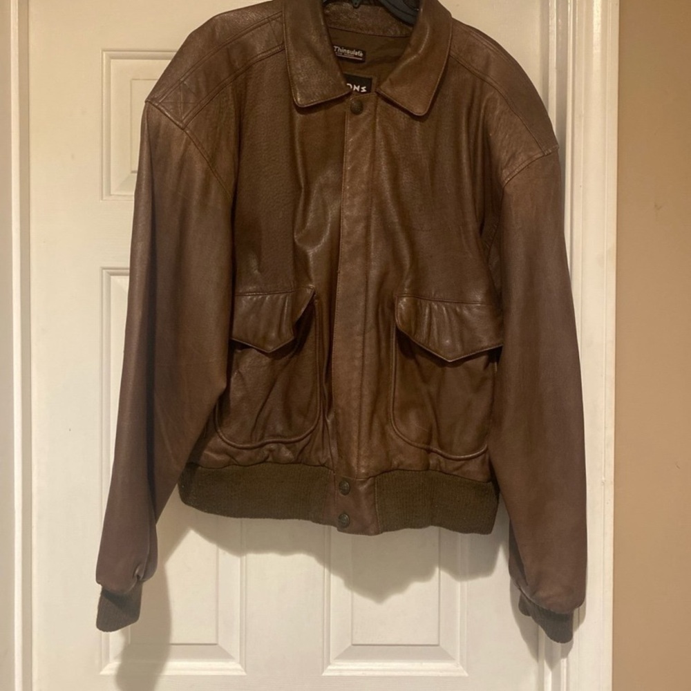 Wilsons The Leather Expert Thinsulate 3M Brown Leather Biker Jacket Men’s  XL